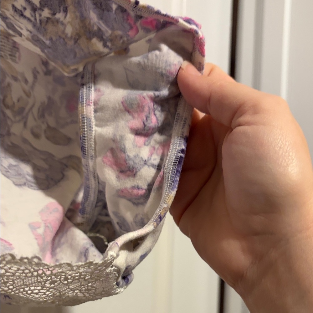 Cacique Floral Lace Trim Panties - Pink, Purple, Cream - Picture 2 of 4
